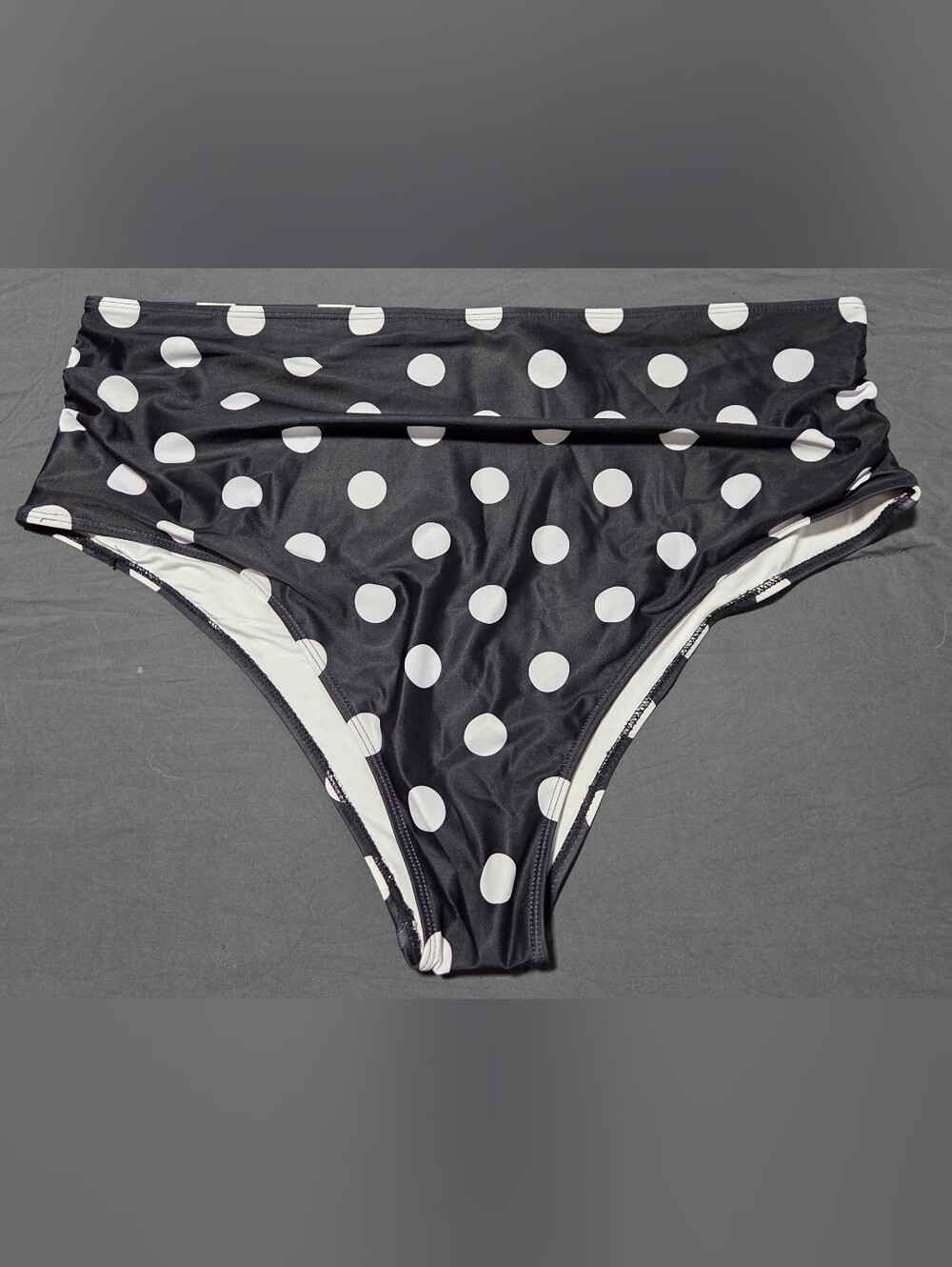 Polka Dot Mid-Rise Bikini Bottom - Black & White